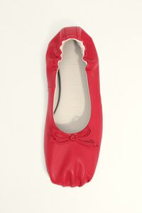 Red ruched leather ballerina