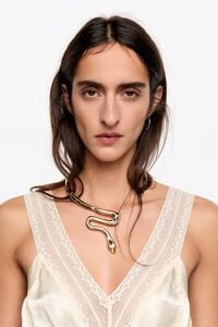 Rigid gold snake necklace
