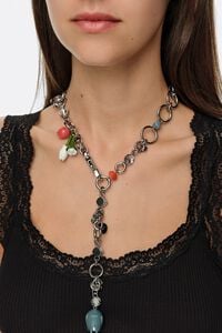 Silver chain necklace with stones and tulips