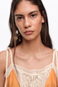 Orange silk lace strappy dress