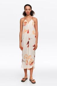 Orange turtle midi dress with adjustable straps