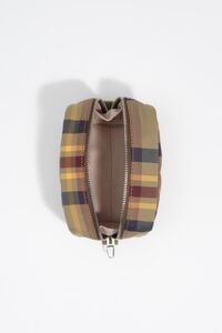 Neceser mini jacquard tart&aacute;n caqui granate