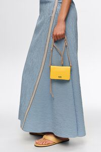 Small yellow leather flap purse