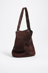Large plaited raffia bag in walnut