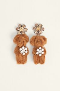 Pendientes peluches cristales marrones