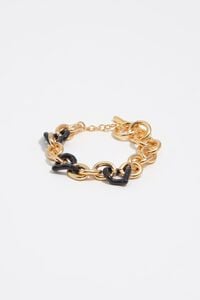 Heart bracelet with gold texture and brown enamel