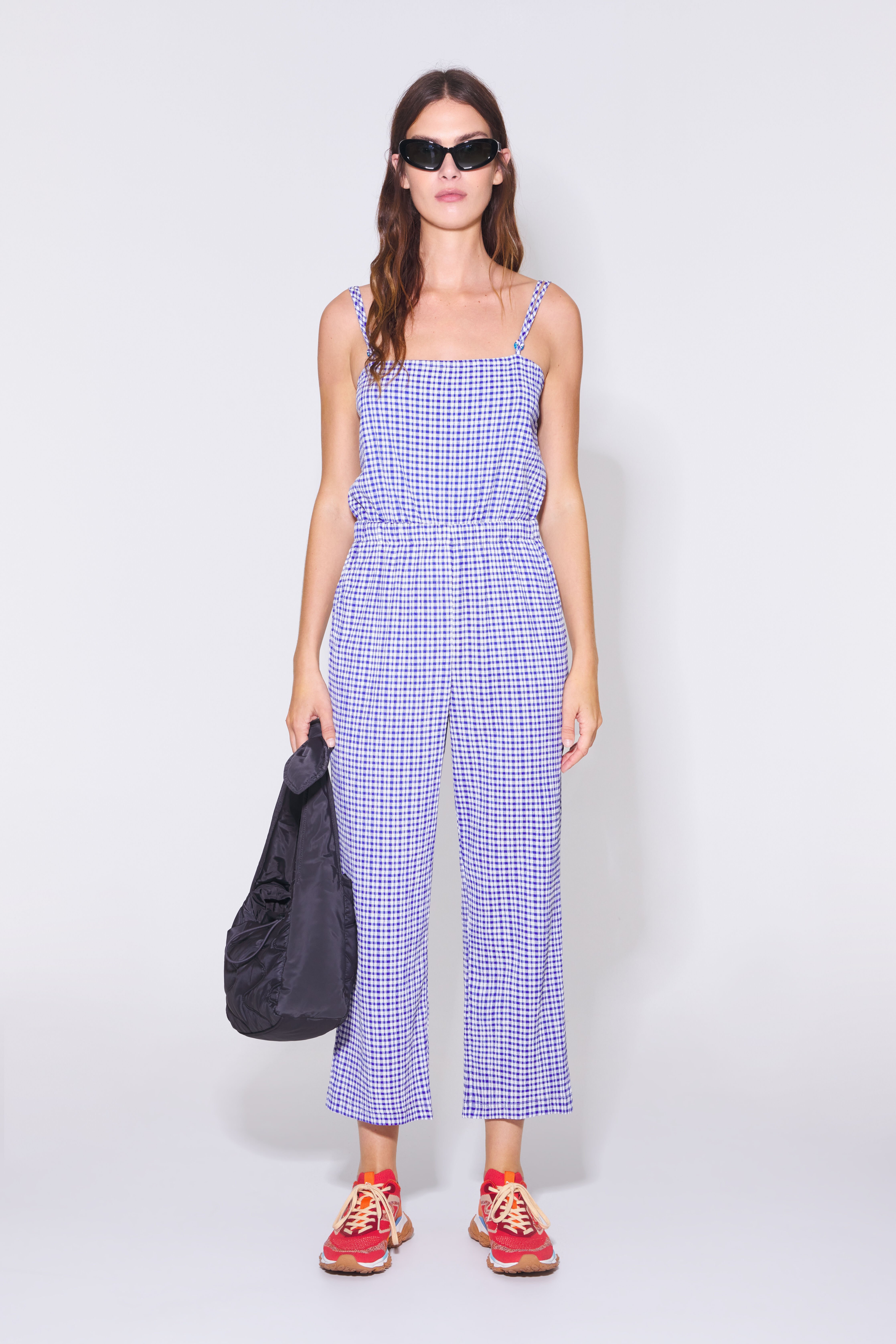 Blue gingham jumpsuit