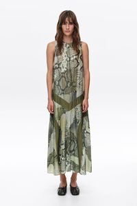 Vestido l&iacute;nea A Snake patchwork verde