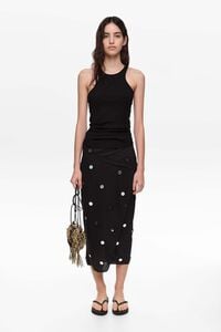 Black mirrored midi sarong skirt