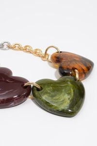 Amber-effect resin hearts necklace