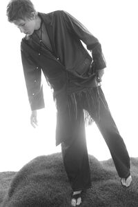 Black leather tailored jacket
