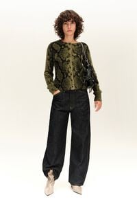 Khaki straight fur snake cardigan