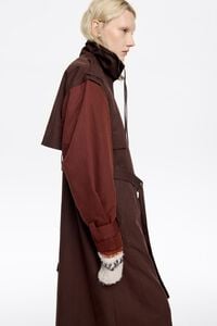 Two-tone burgundy maxi trench