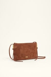 Small chestnut suede clutch bag