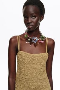 Khaki gathered balloon jumpsuit