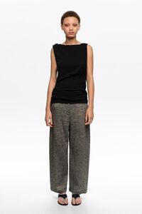 Pantal&oacute;n barrel algod&oacute;n lino gris