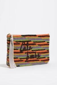 Large orange plaited cotton handbag
