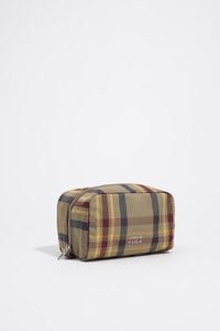 Neceser peque&ntilde;o jacquard tart&aacute;n caqui granate