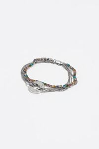 Pulsera multicadenas logo plateado