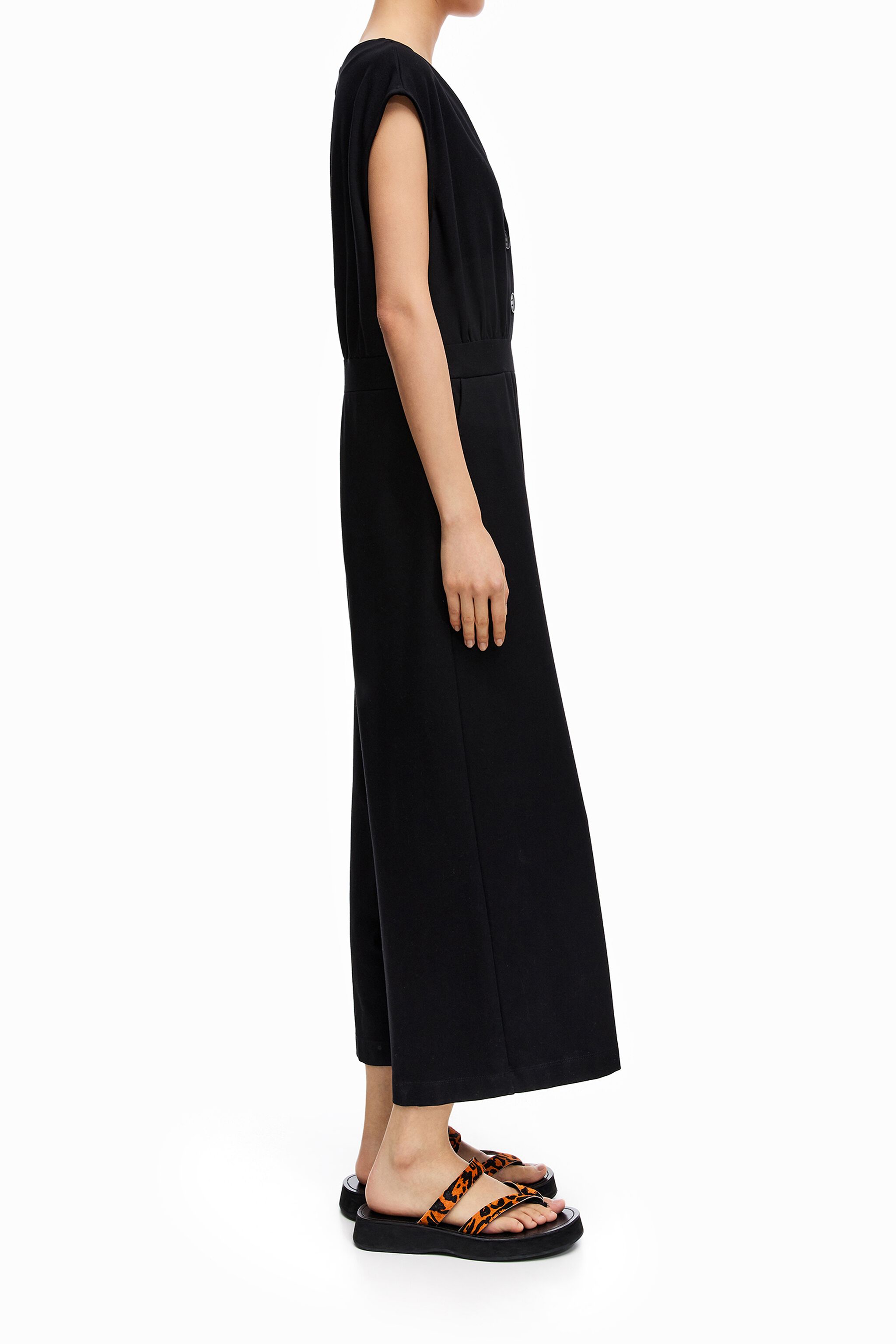 Black jersey-knit jumpsuit