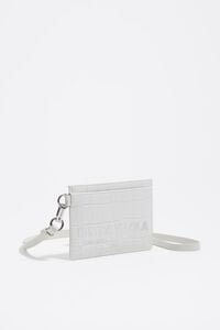 White mock croc card holder