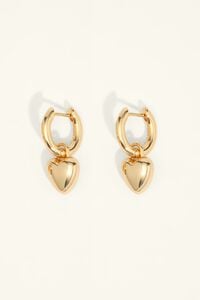 Pendientes aro mediano corazones dorados