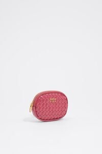 Porta-moedas oval entran&ccedil;ado rosa-escuro