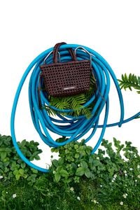 Dark brown plaited leather mini bag