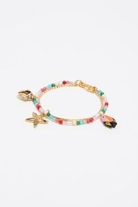 Pulsera doble abalorios y peces multicolor