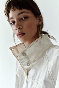 Blouson oversize coton d&eacute;lav&eacute; blanc cass&eacute;