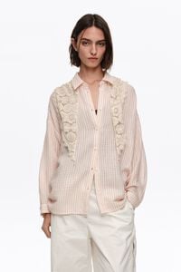 Red striped crochet scarf shirt