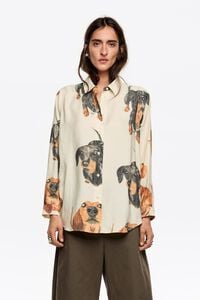 Camisa recta Dogs marfil