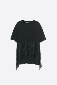 Faded black lace ruffle T-shirt