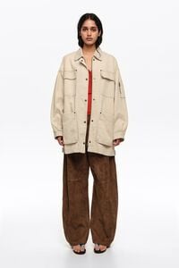 Off-white cotton multi-pocket jacket