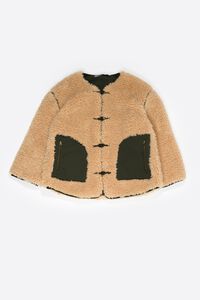 Camel fur coat with hook-and-eye clasps