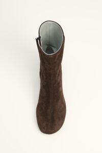 Dark brown suede heeled ankle boot