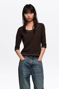 Dark brown 3/4 sleeve T-shirt