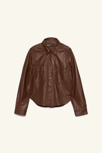 Brown washed leather shirt