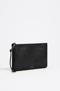 Medium black leather make-up clutch