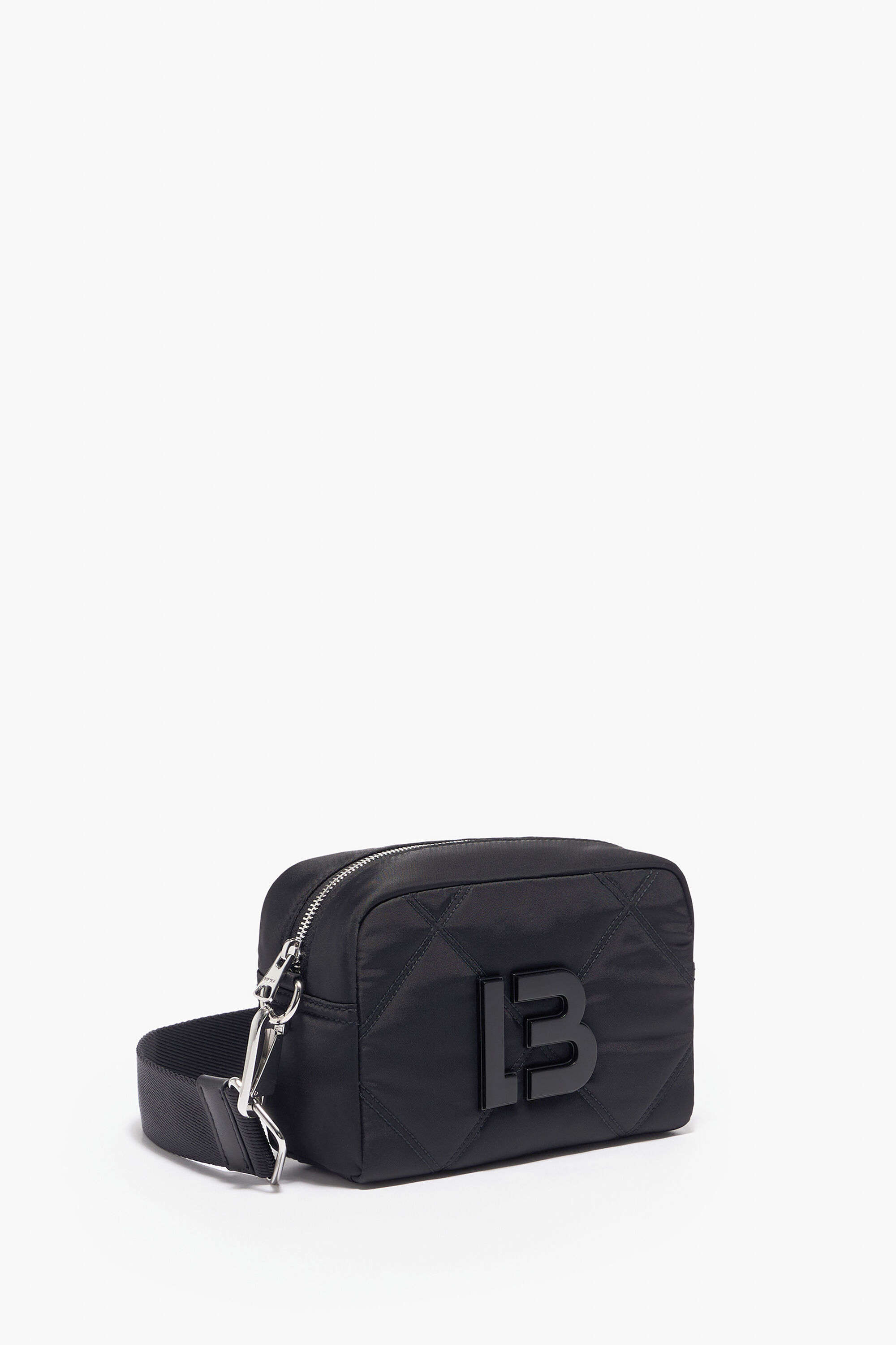 S black padded nylon crossbody bag