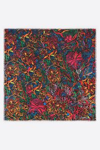 Chal flores acuarela negro