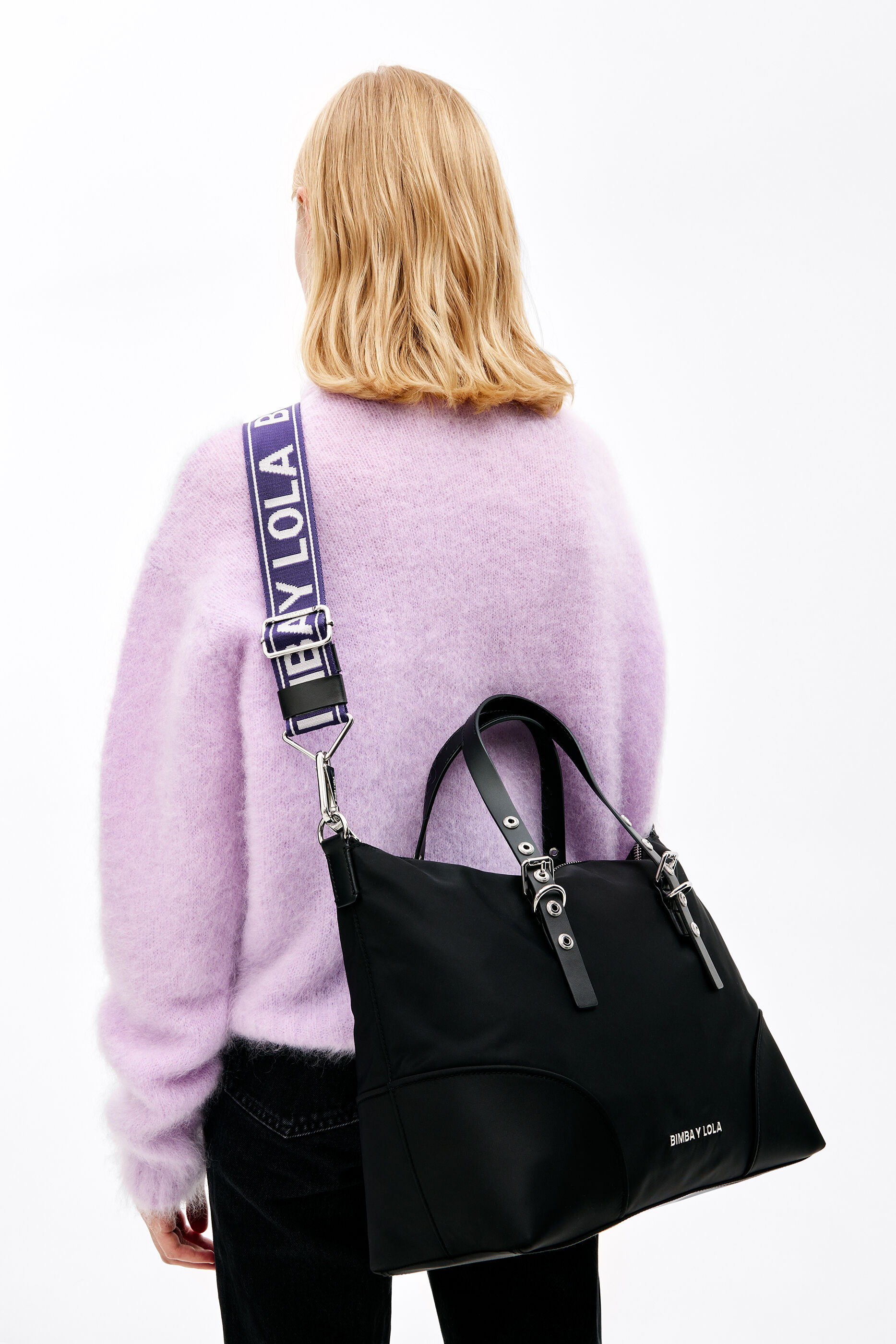 Bolso shopper L nylon negro