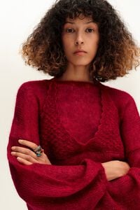 Jersey mohair top superpuesto rojo