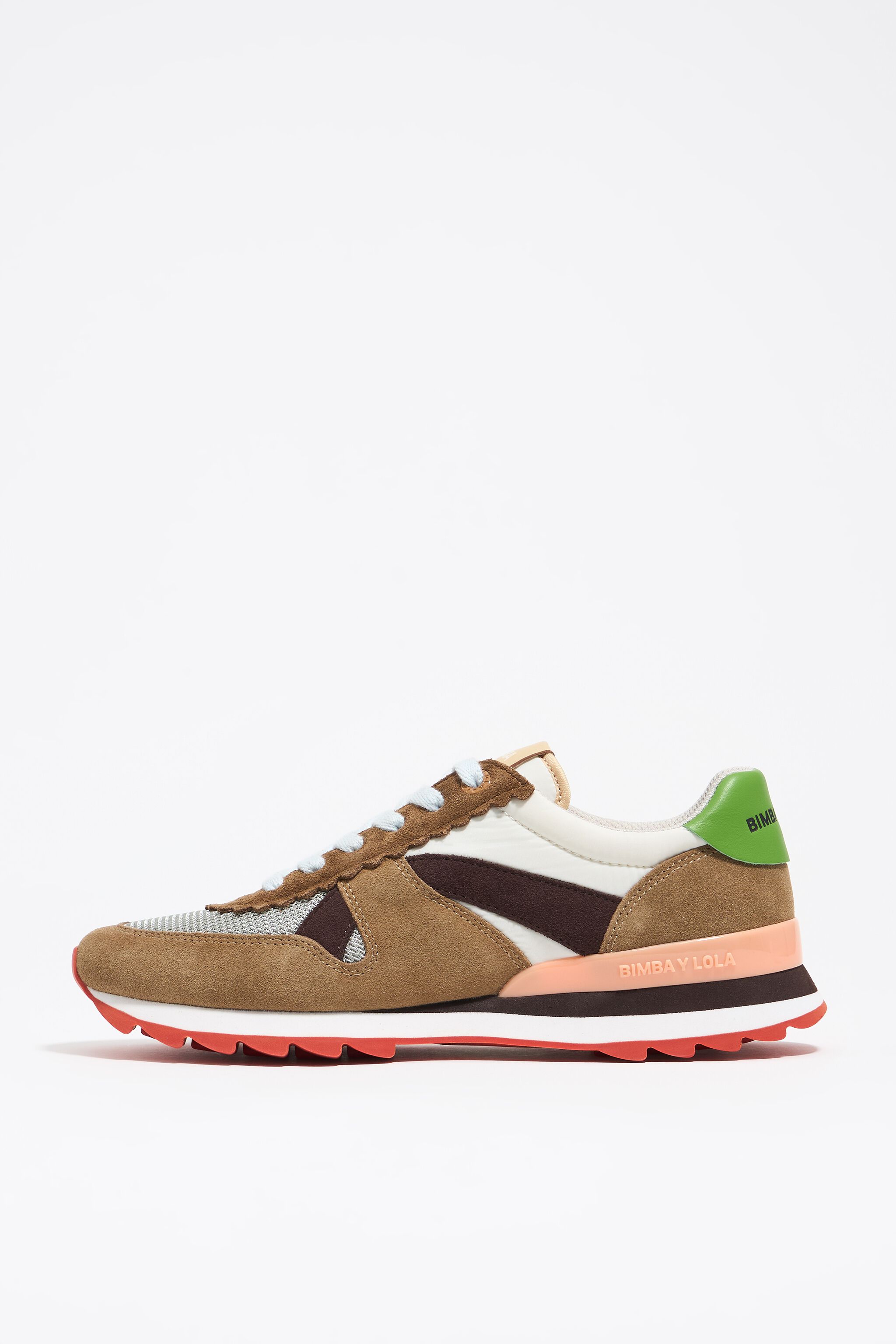 Brown suede and nylon 13 19 technical sneaker