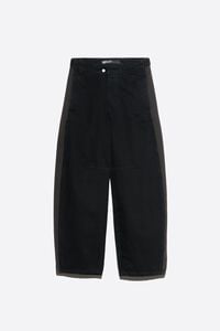 BARREL - Black two-tone adjustable waist denim trousers