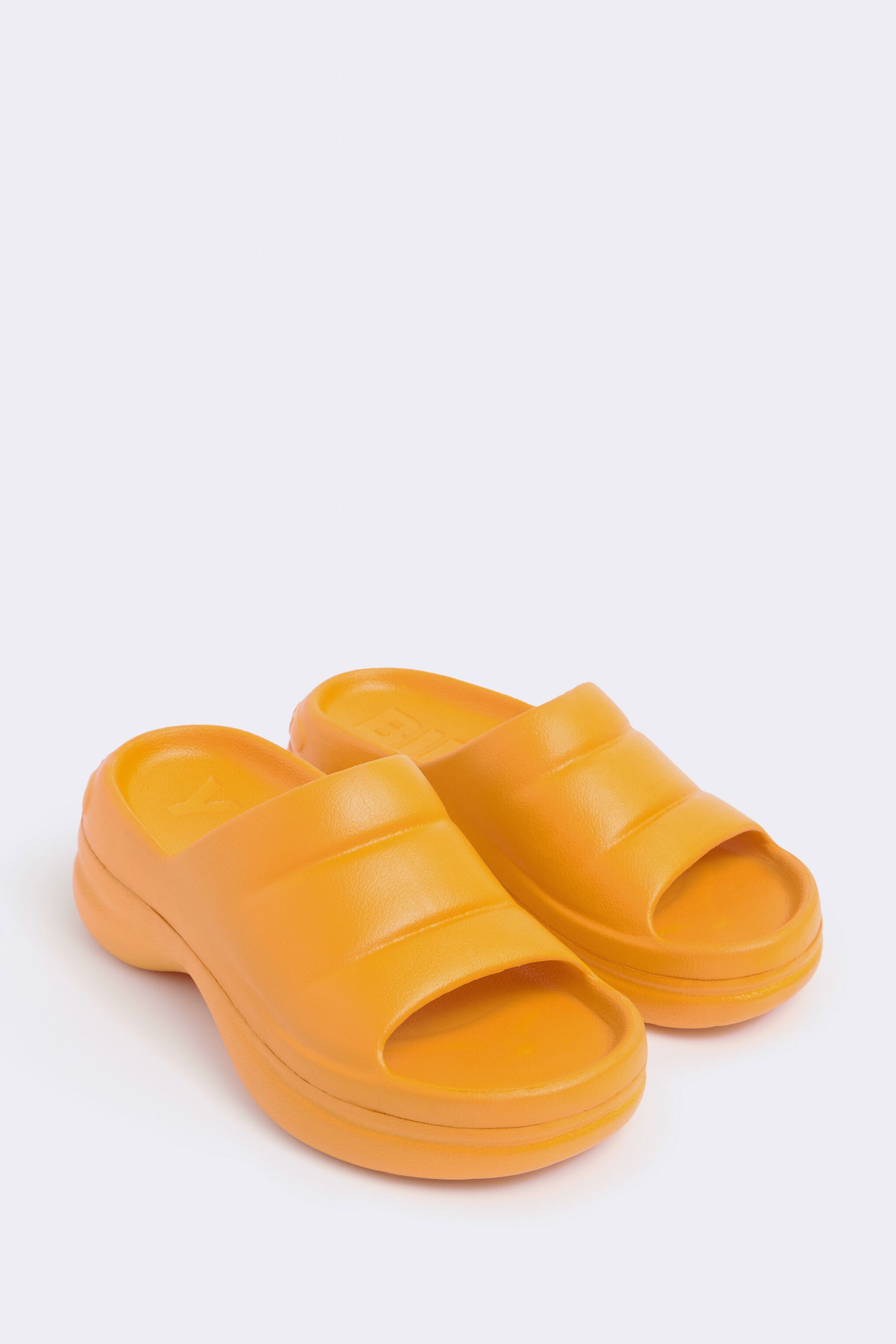 orange platform flip flops