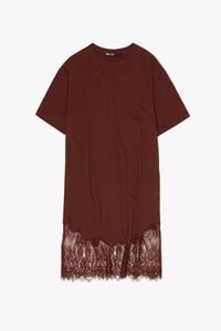 Short brown lace T-shirt dress
