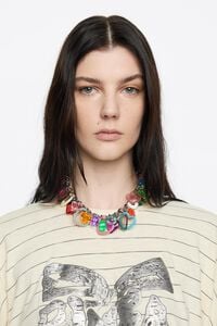 Multicolor hearts chain necklace