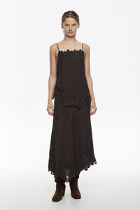 Top fluido encajes marr&oacute;n oscuro