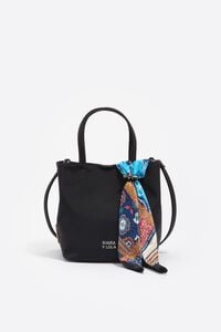 Blue patchwork paisley and flowers scarf charm